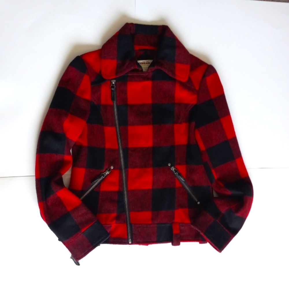 Hydraulic Women's Red Plaid Wool Blend Jacket